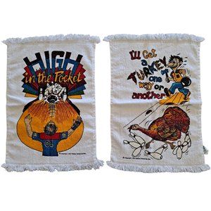 Vintage Bowling Towel Set 1990s Strike Turkey McArthur Brand Cotton Lot x 2